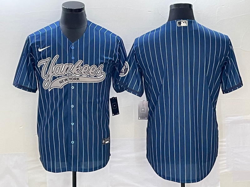 Men's New York Yankees Blue Blank Jersey Joint Edition